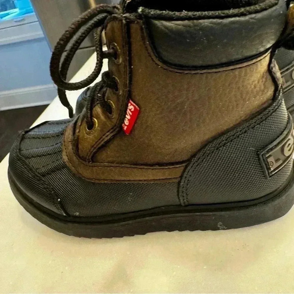 Levis Boots Kids 12 Brown Black Snow Rain Work Laceup Childrens Boys Girls - Picture 5 of 9
